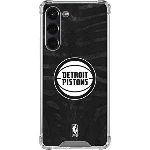 NBA Detroit Pistons Black Animal Print Galaxy S24 FE Clear Case